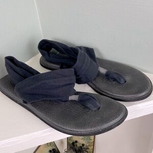 Sanuk Yoga Sling Black Fabric Strap Sandals 9